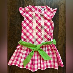 Hartstrings Pink and White Checkered Dress